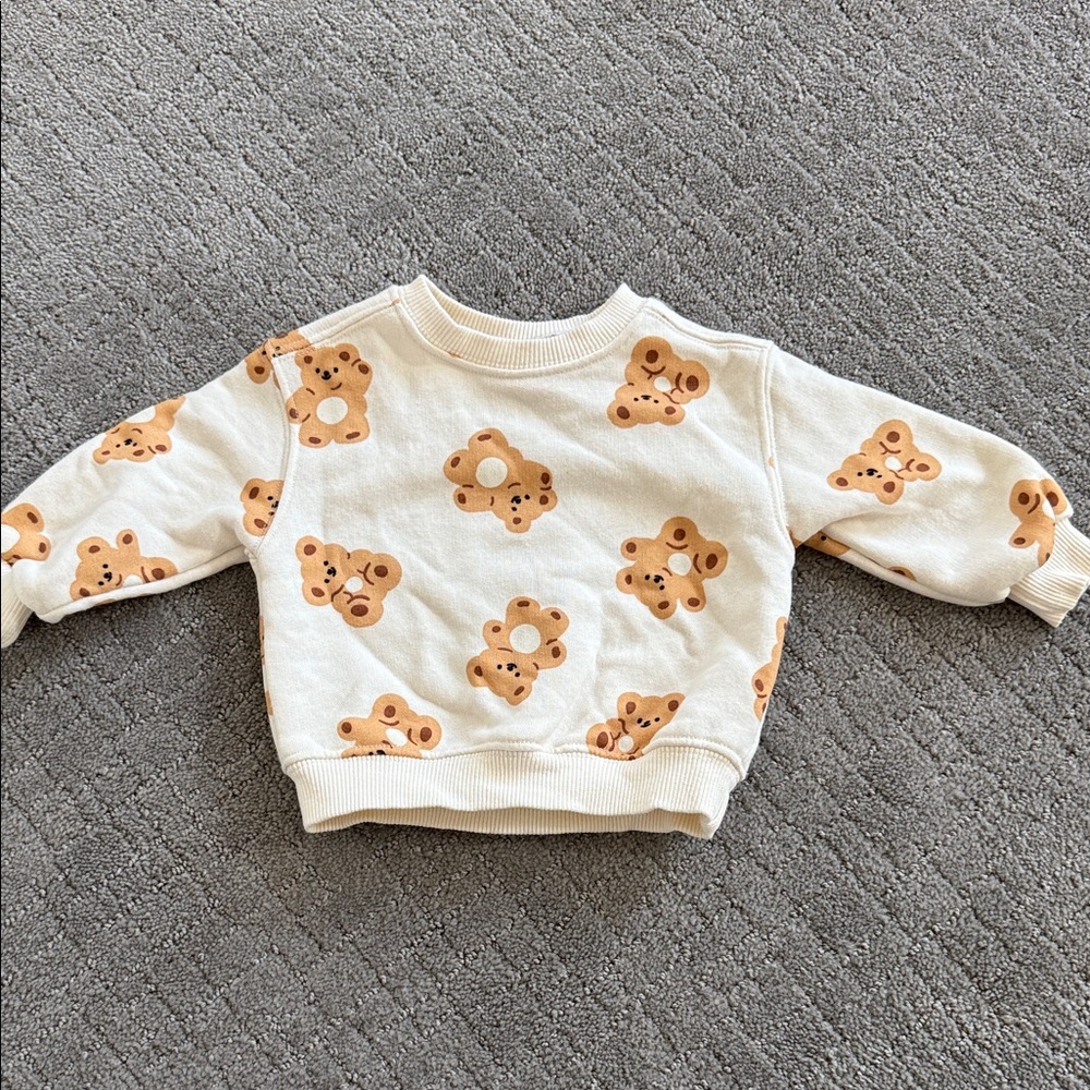 Zara Cream and Brown Bear Print Kids Sweatshirt